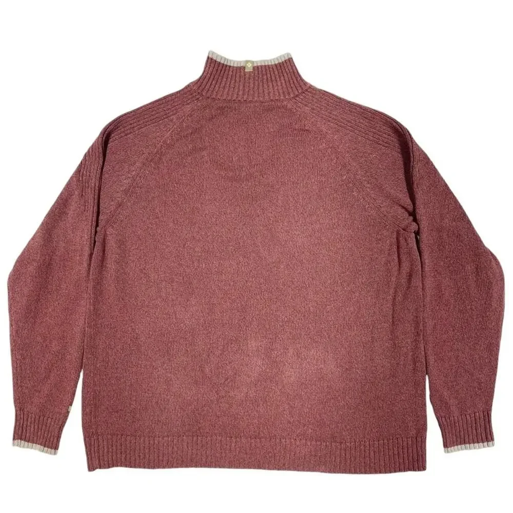 COLUMBIA Men's Cotton Quarter-Zip Stripe Pullover Sweater Maroon/Tan Size XXL - Picture 4 of 7
